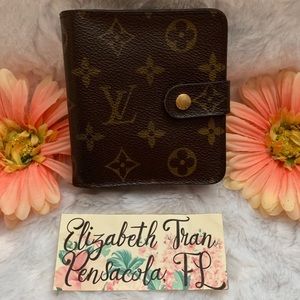 AUTH. Louis Vuitton Mono Compact Zip Wallet